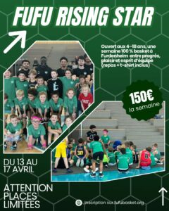 Fufu Basket Camp « Rising Star » – Édition Printemps 2026 – 4 -18 ans (U5 à U18)